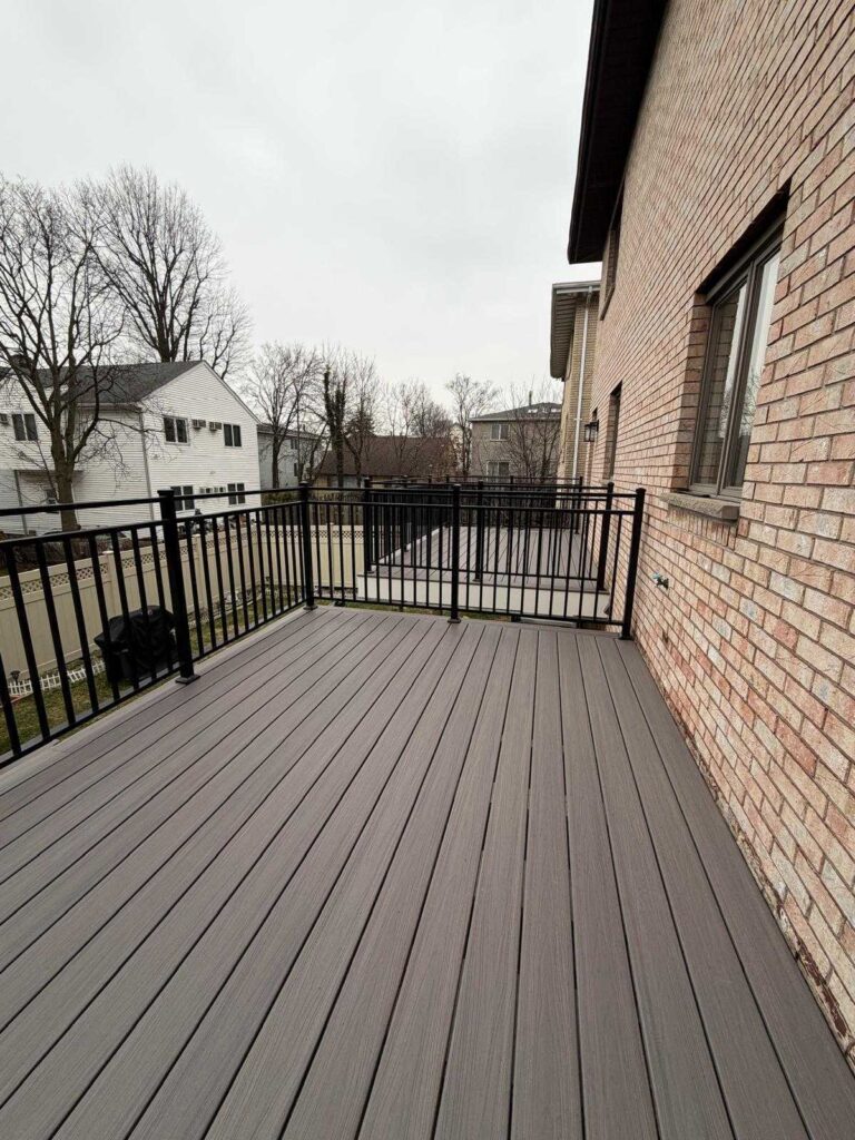 Composite deck with black railing