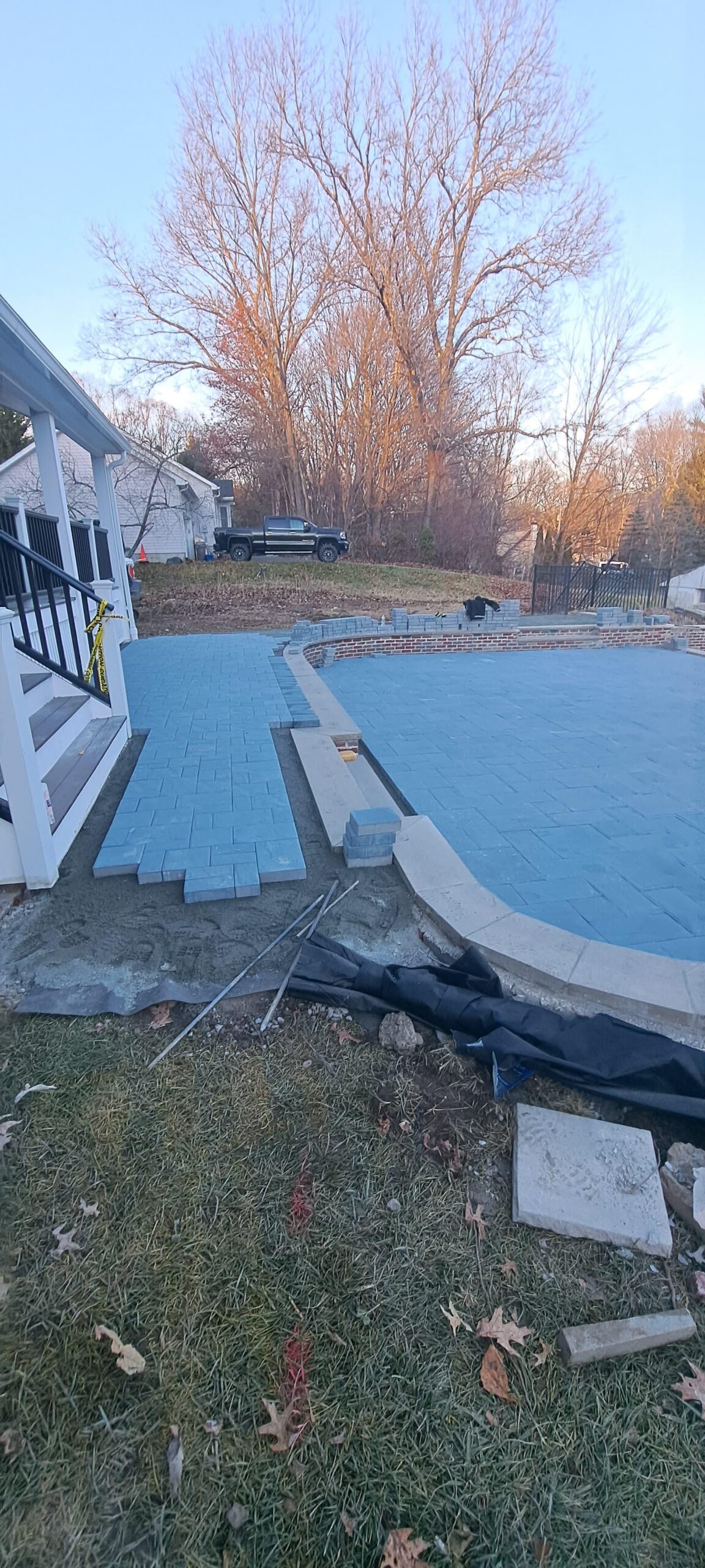 Raised paver patio and retaining wall project in Fort Lee NJ