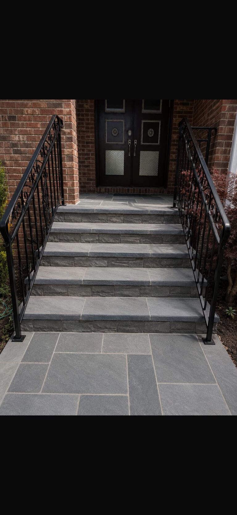 Bluestone front entry staircase in New Jersey