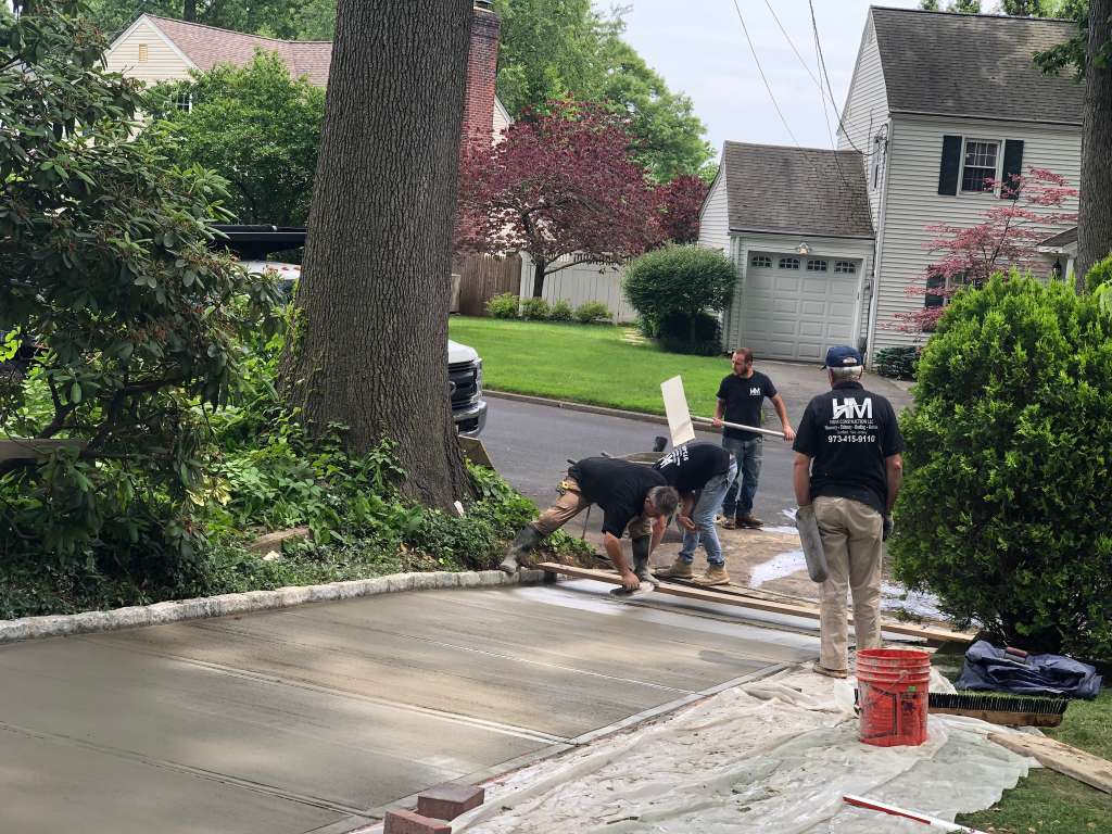 Concrete driveway installation in progress in Maywood NJ