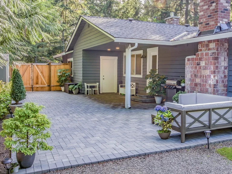 Backyard paver patio and outdoor living space