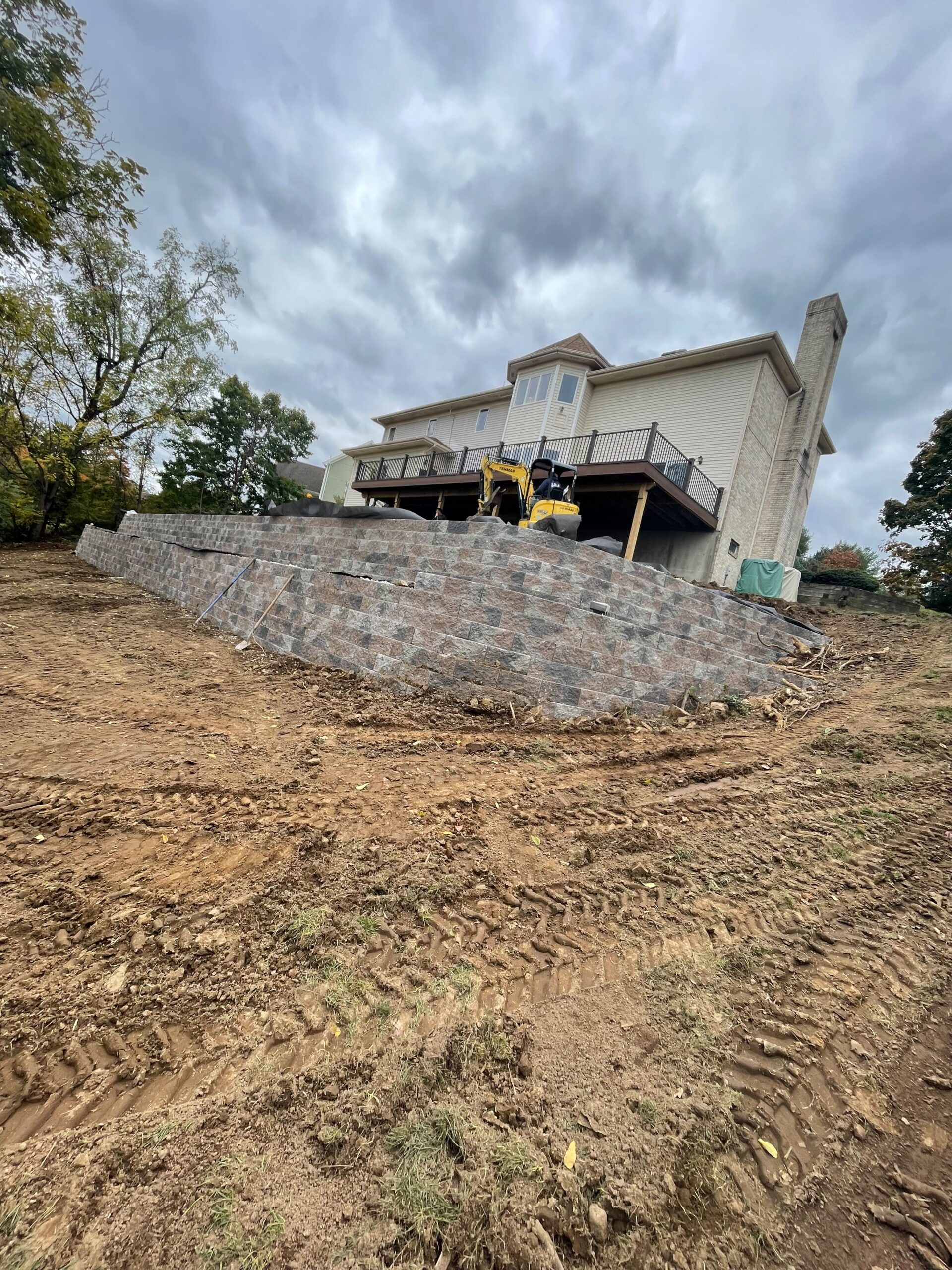 Large residential retaining wall project in Watchung NJ