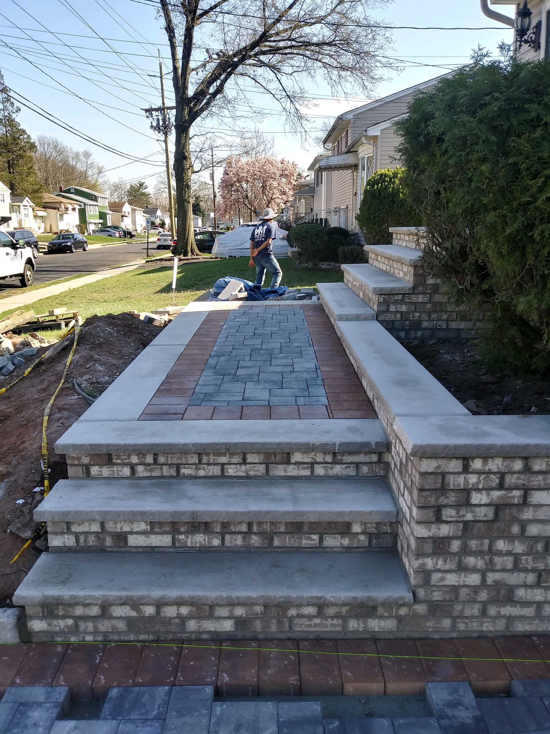 Paver walkway and masonry front steps in Paramus NJ
