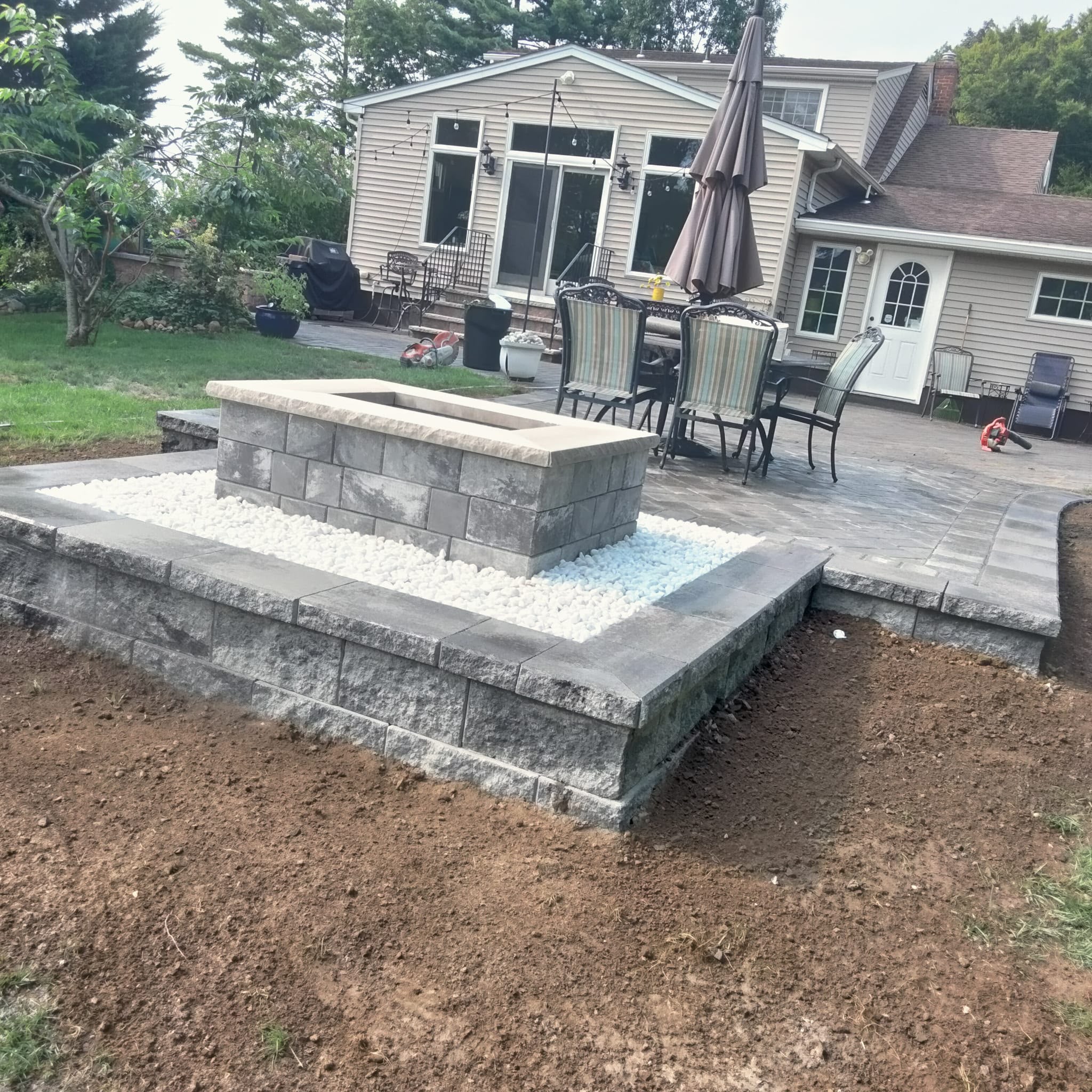 Raised paver patio project in Livingston NJ