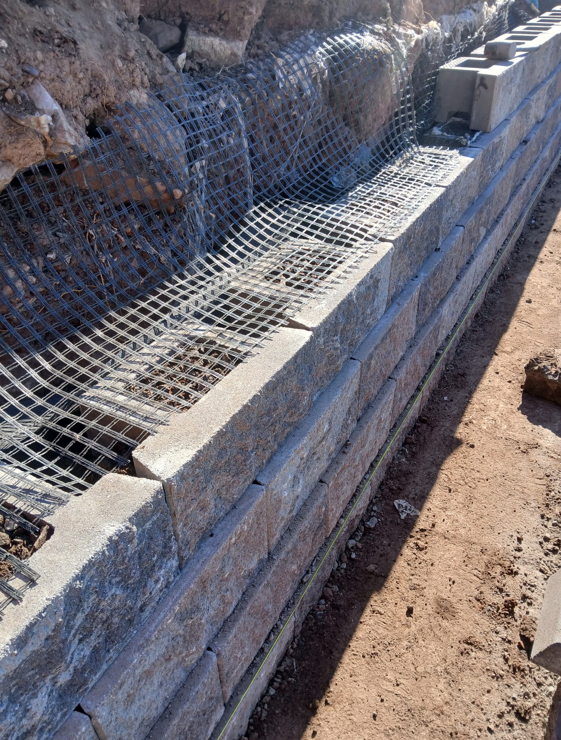 Retaining wall block reinforcement project in Summit NJ