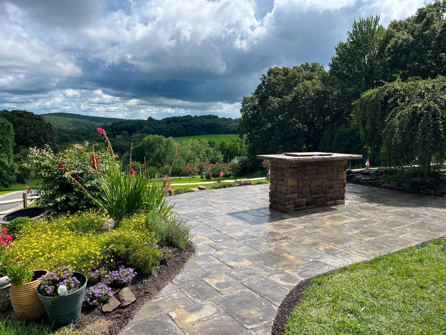 Stone patio and outdoor bar project in Ridgewood NJ