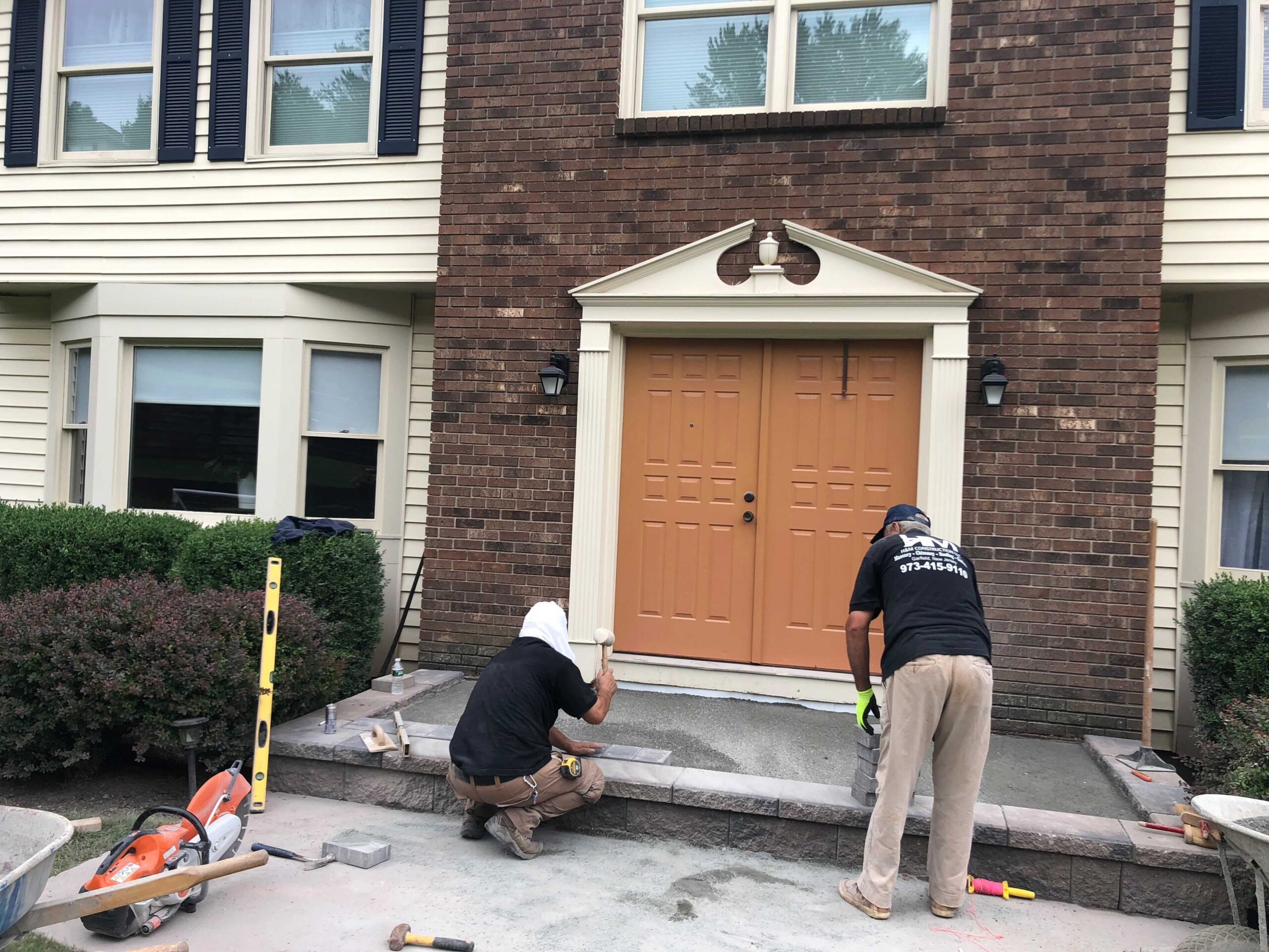 Front entrance masonry construction in Watchung NJ