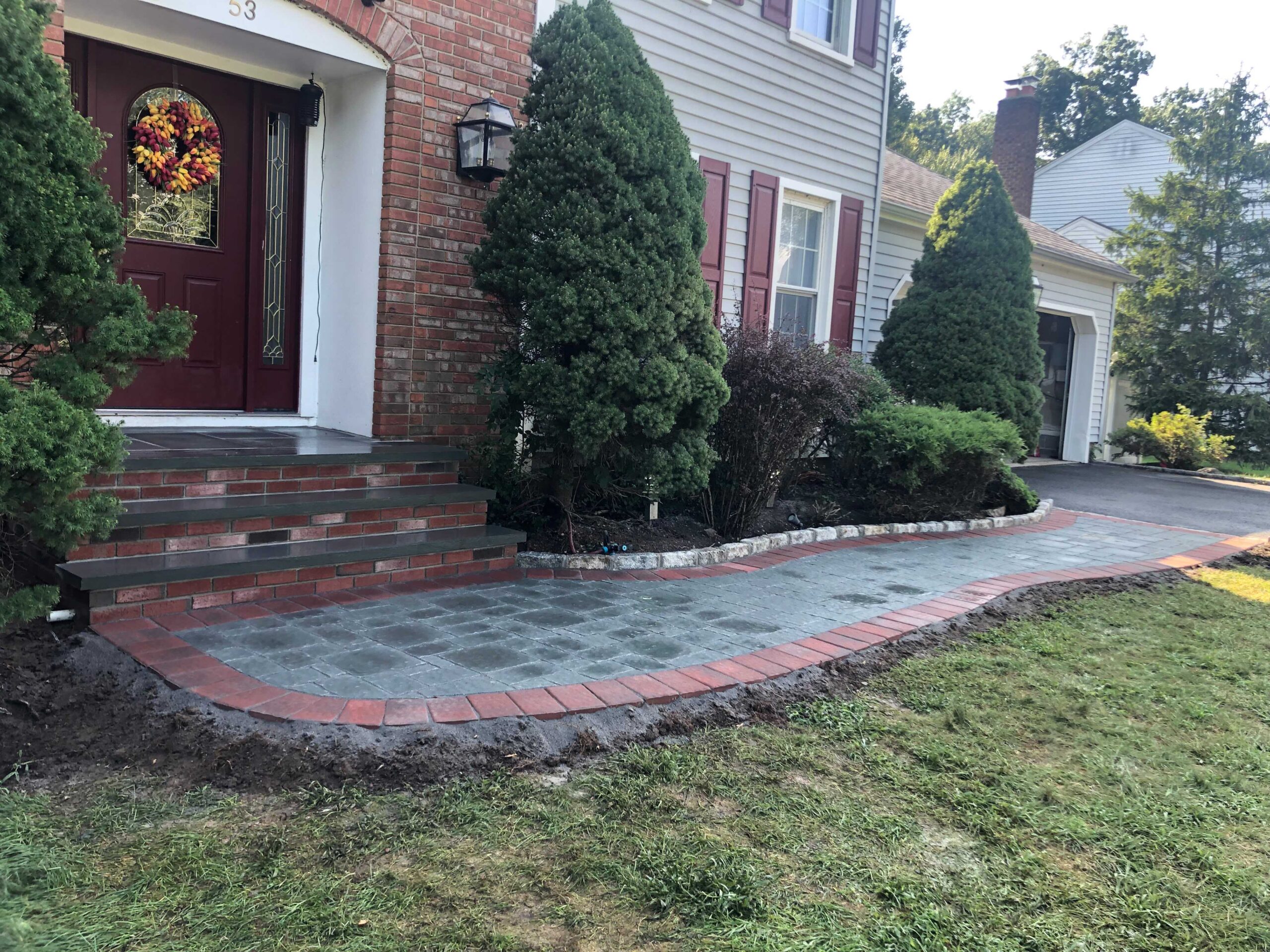 Paver walkway with brick steps in Watchung NJ
