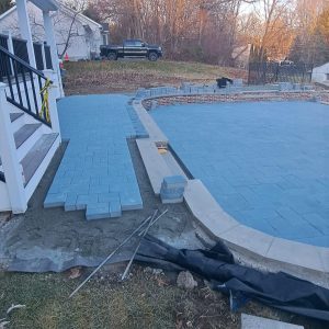 Raised paver patio with retaining wall in Fort Lee NJ