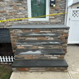 Natural stone landscape steps with bluestone treads in New Jersey