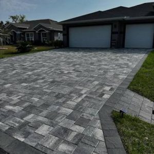 Gray paver driveway installation in Cranford NJ