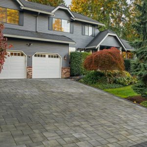 Gray paver driveway in Lincoln Park NJ