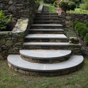 Curved natural stone landscape steps in New Jersey