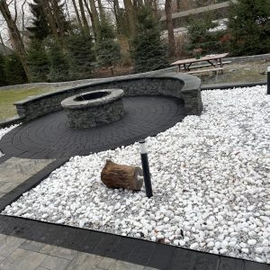 Backyard outdoor living North Jersey fire pit patio in Fort Lee NJ