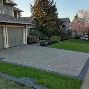 Driveway contractor North Jersey gray paver driveway in Morris Plains NJ