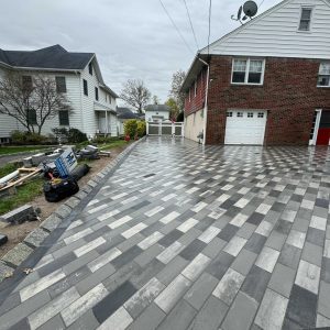 Residential paver driveway installation by HM Construction in Passaic County New Jersey