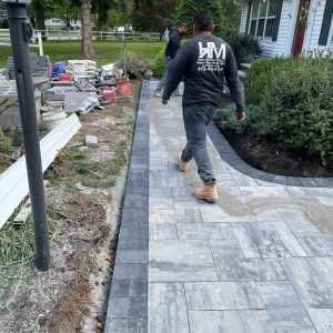 Paver walkway with dark border installed in Hillsdale NJ
