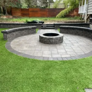 Round fire pit patio in Morristown NJ